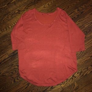 Quarter sleeve burnt orange 3/4 sleeve shirt